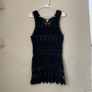 Black crochet swim coverup